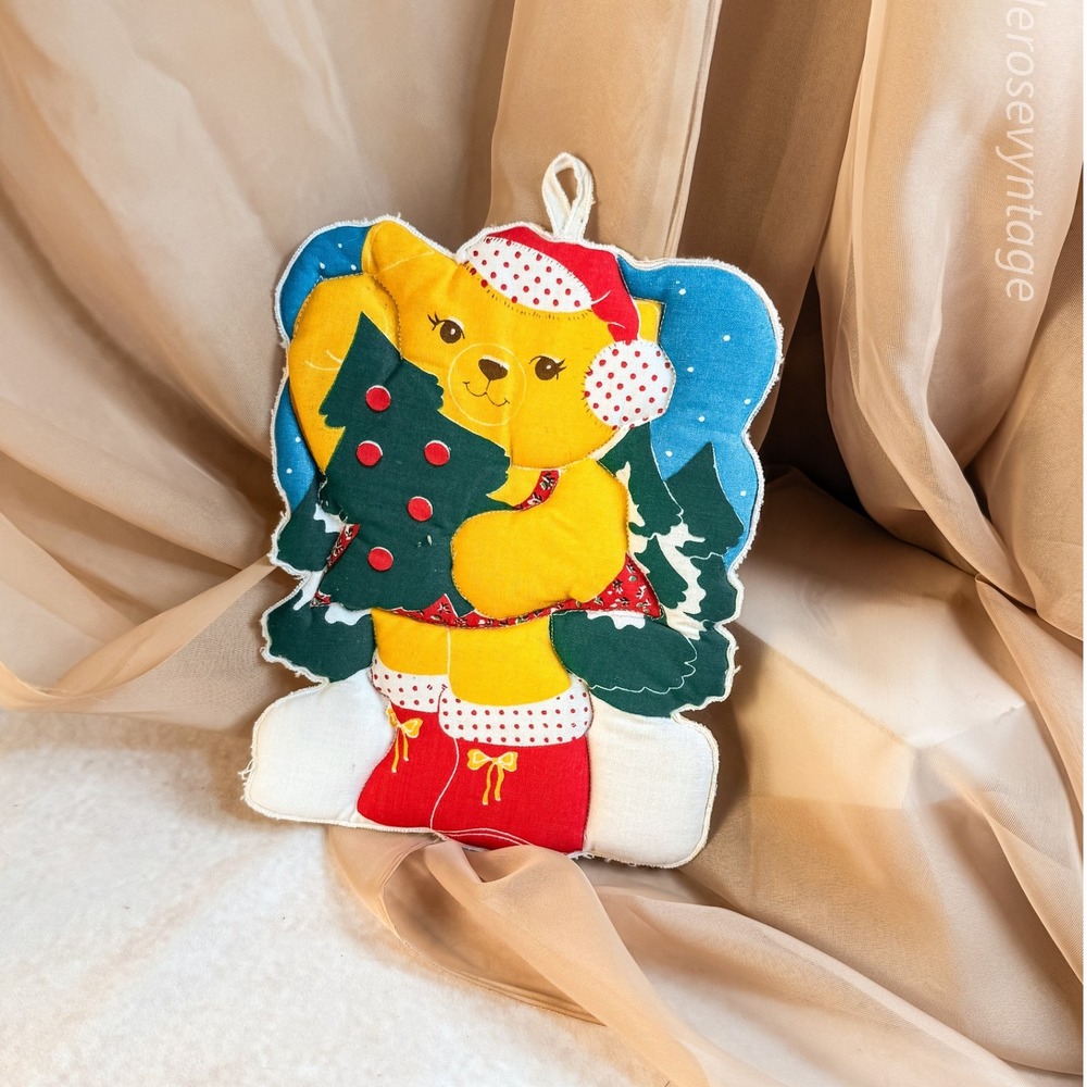 Vintage Teddy Bear with Polka Dots‎ Pot Holder